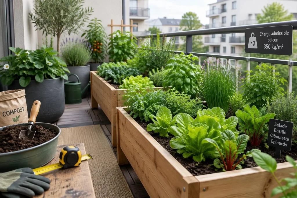 Potager sur balcon : la charge de 350 kg/m² qui change tout avant de planter
