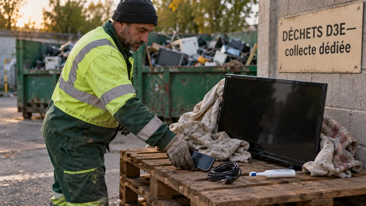 Déchets DEEE : dépôt d’appareils sur un quai de collecte